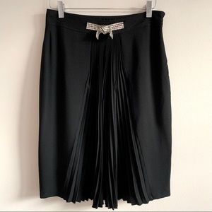 Bluemarine Pleated Front Jewel Knot Midi skirt Black